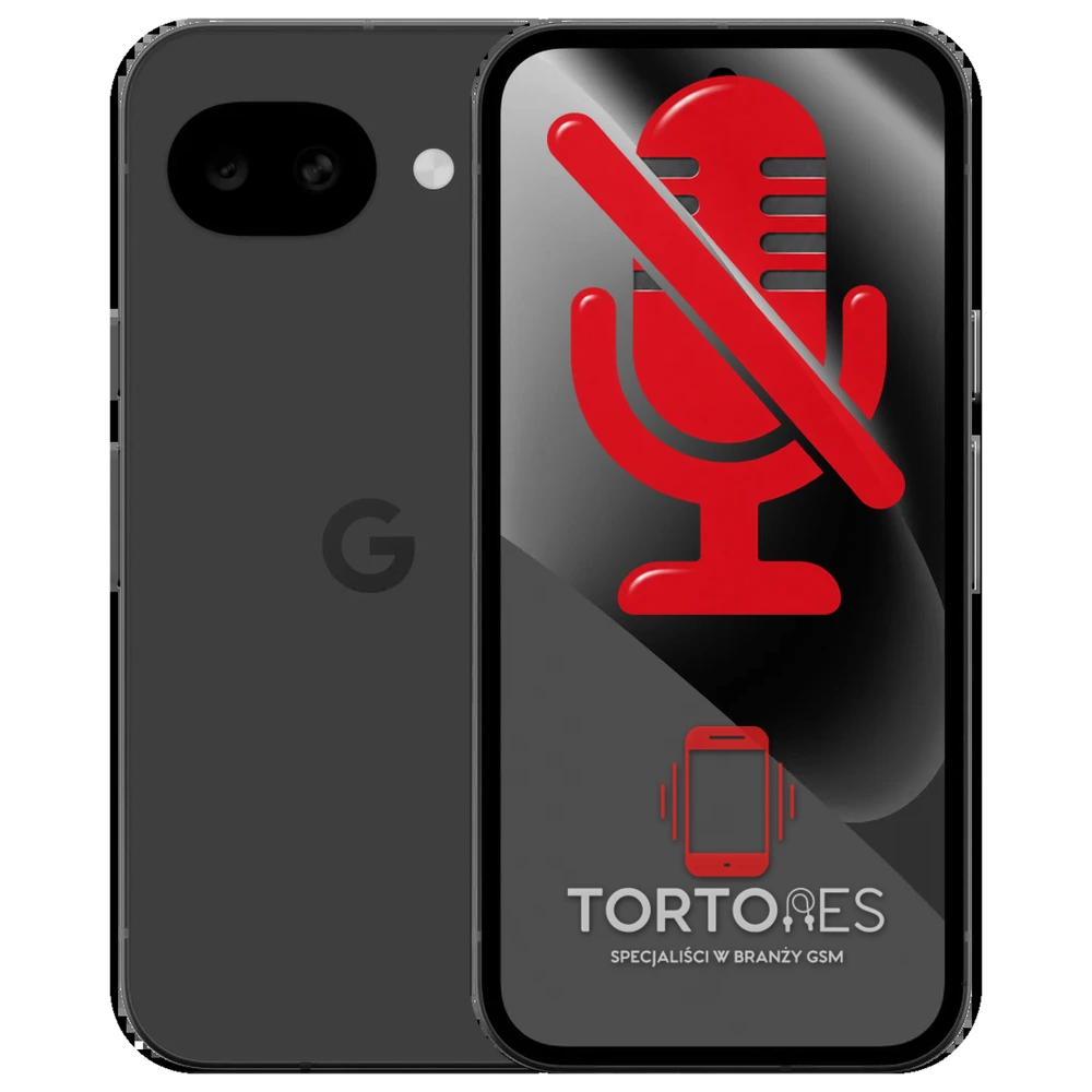 Google Pixel 10a z symbolem mikrofonu - naprawa mikrofonu