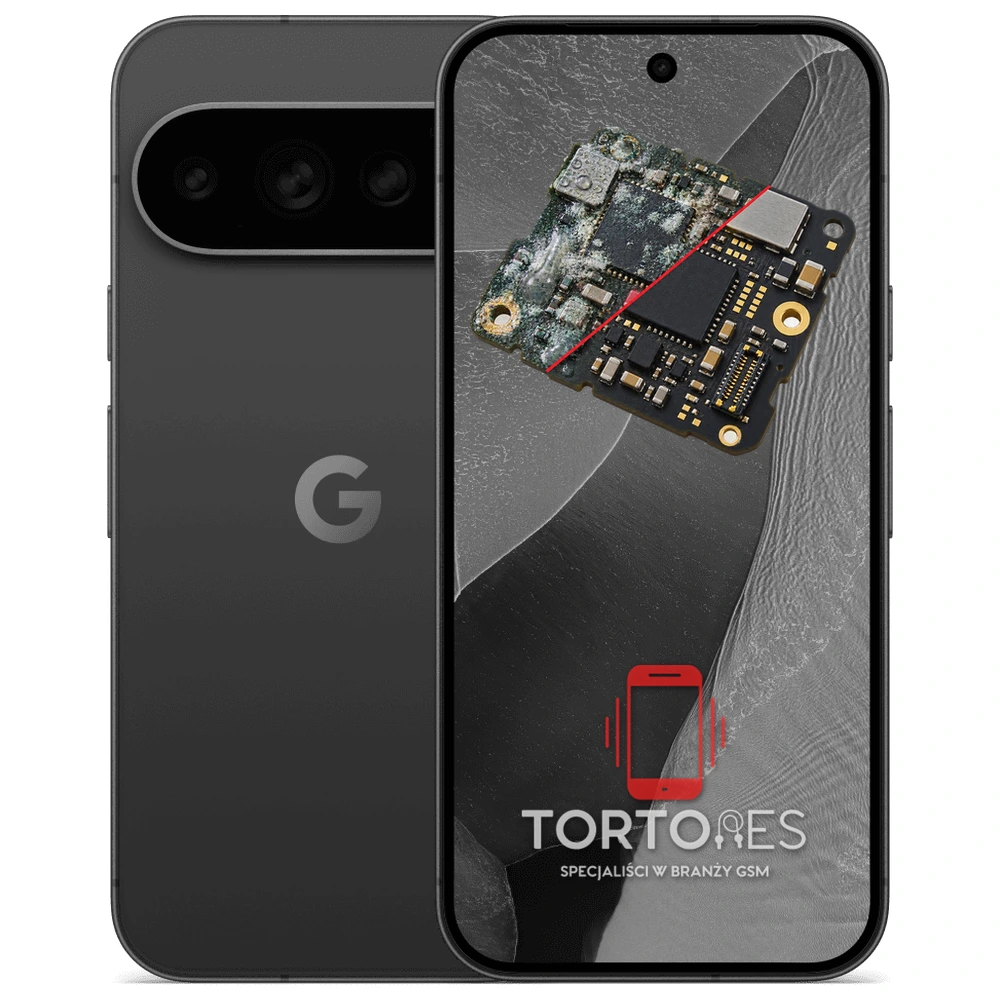 Google Pixel 11 Pro z ilustracją zalania - czyszczenie po zalaniu