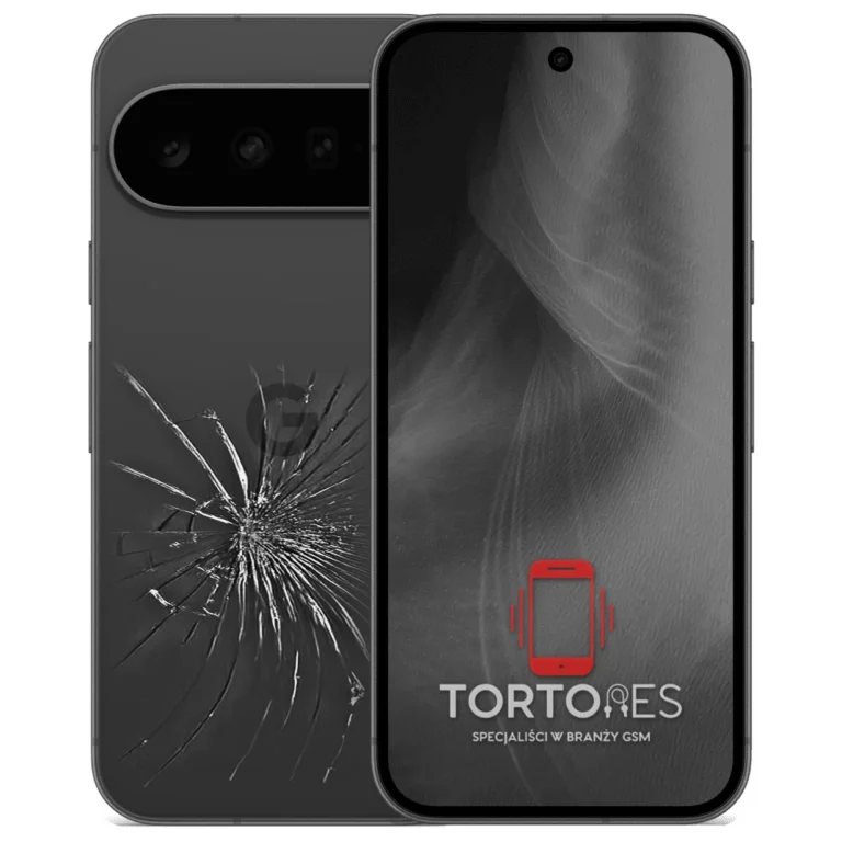 Google Pixel 11 z ilustracją pękniętej tylnej klapki - wymiana zbitej klapki