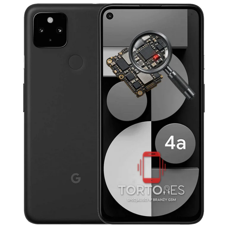Google Pixel 4a 5G z symbolem diagnostyki - diagnoza telefonu