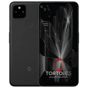 Google Pixel 4a 5G z ilustracją pękniętego wyświetlacza - wymiana zbitego wyświetlacza