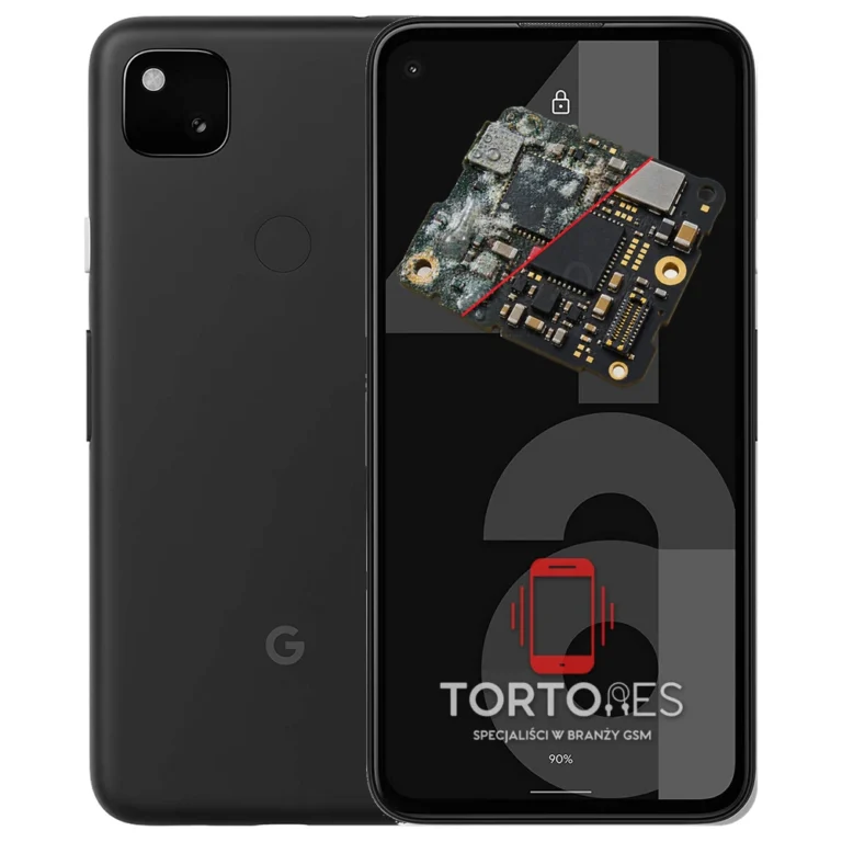 Google Pixel 4a z ilustracją zalania - czyszczenie po zalaniu