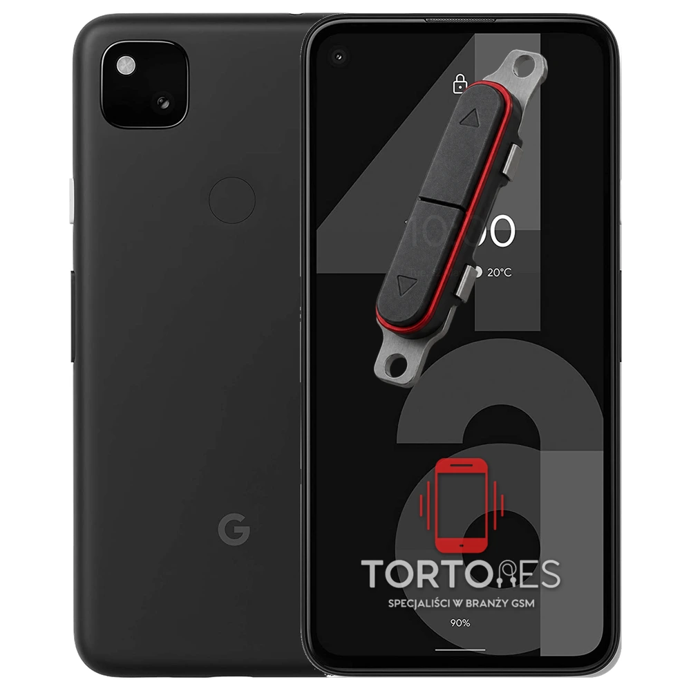 Google Pixel 4a z symbolem przycisków - naprawa przycisków włączania i głośności