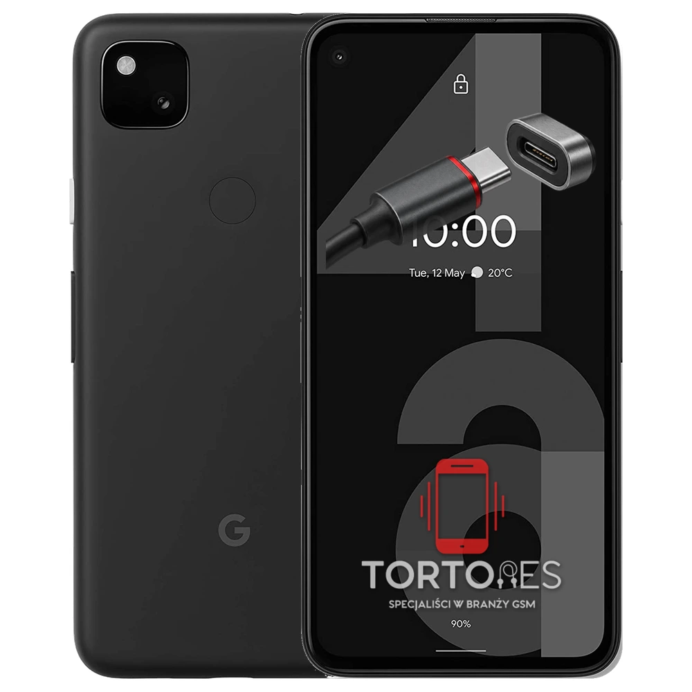 Google Pixel 4a z ilustracją złącza ładowania - naprawa złącza ładowania
