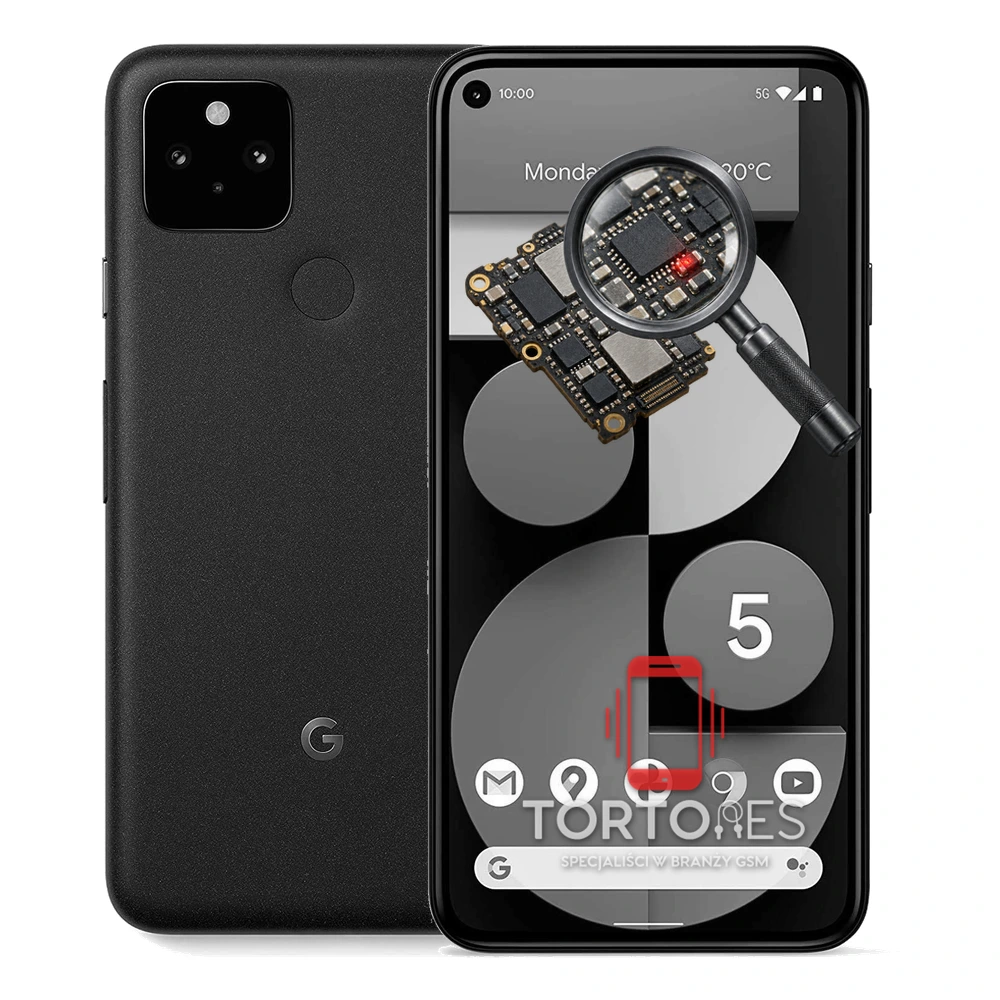 Google Pixel 5 z symbolem diagnostyki - diagnoza telefonu