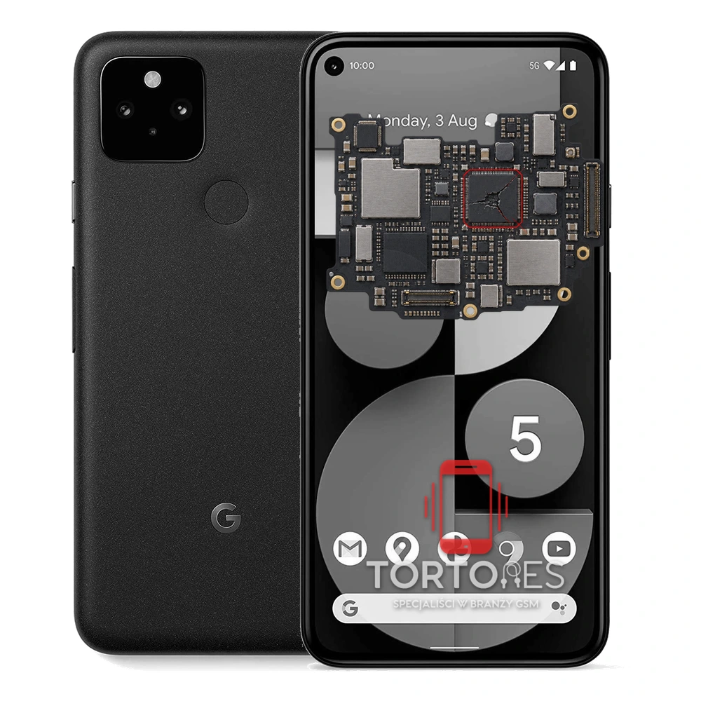 Google Pixel 5 z ilustracją płyty głównej - naprawa płyty głównej