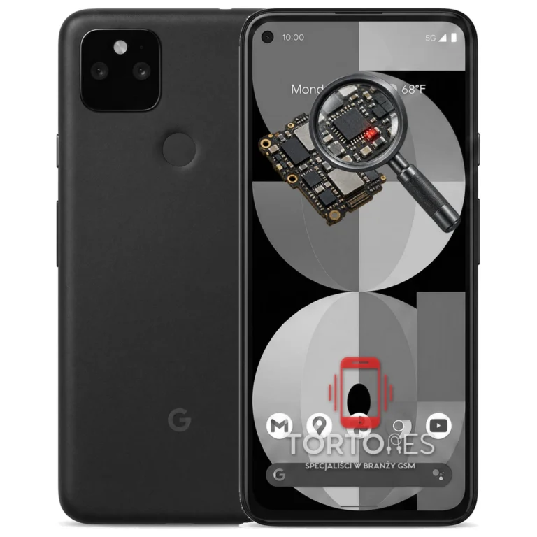 Google Pixel 5a 5G z symbolem diagnostyki - diagnoza telefonu