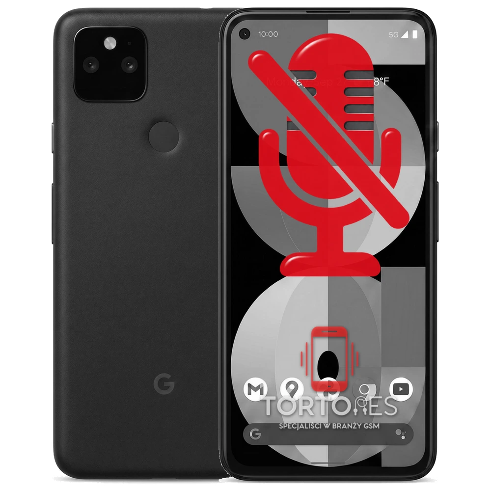 Google Pixel 5a 5G z symbolem mikrofonu - naprawa mikrofonu