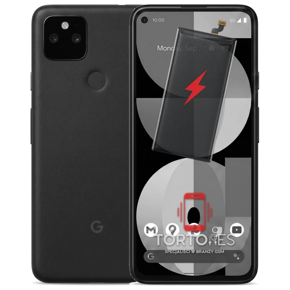 Google Pixel 5a 5G z ilustracją baterii - wymiana baterii