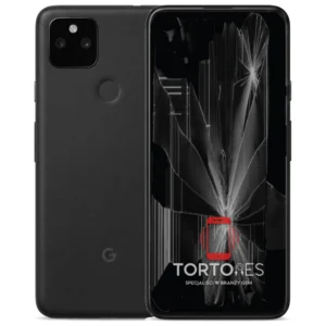 Google Pixel 5a 5G z ilustracją pękniętego wyświetlacza - wymiana zbitego wyświetlacza