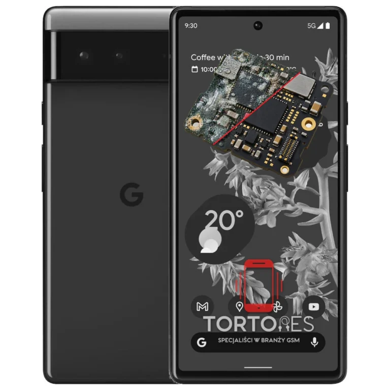 Google Pixel 6 z ilustracją zalania - czyszczenie po zalaniu