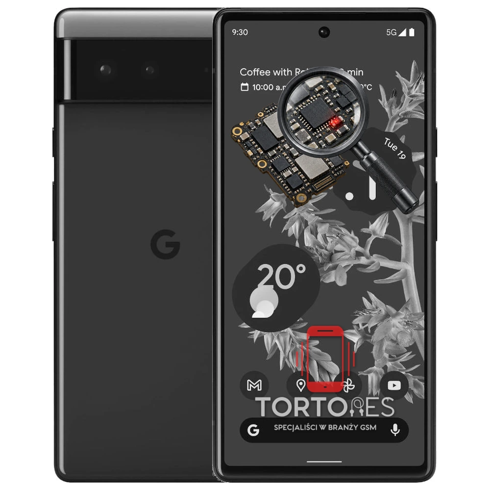 Google Pixel 6 z symbolem diagnostyki - diagnoza telefonu