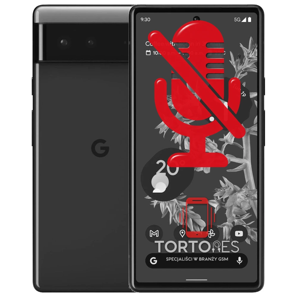 Google Pixel 6 z symbolem mikrofonu - naprawa mikrofonu