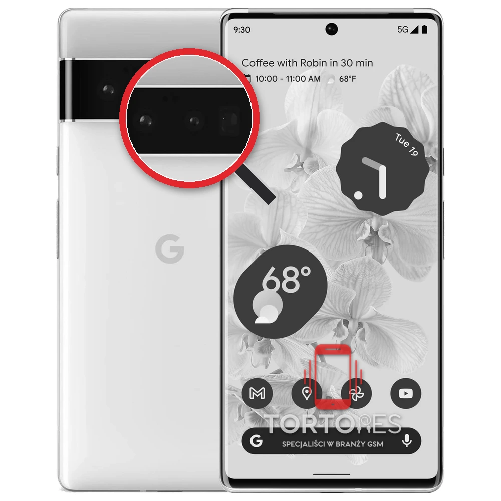 Google Pixel 6 Pro z lupą na tylnych aparatach - wymiana tylnej kamery