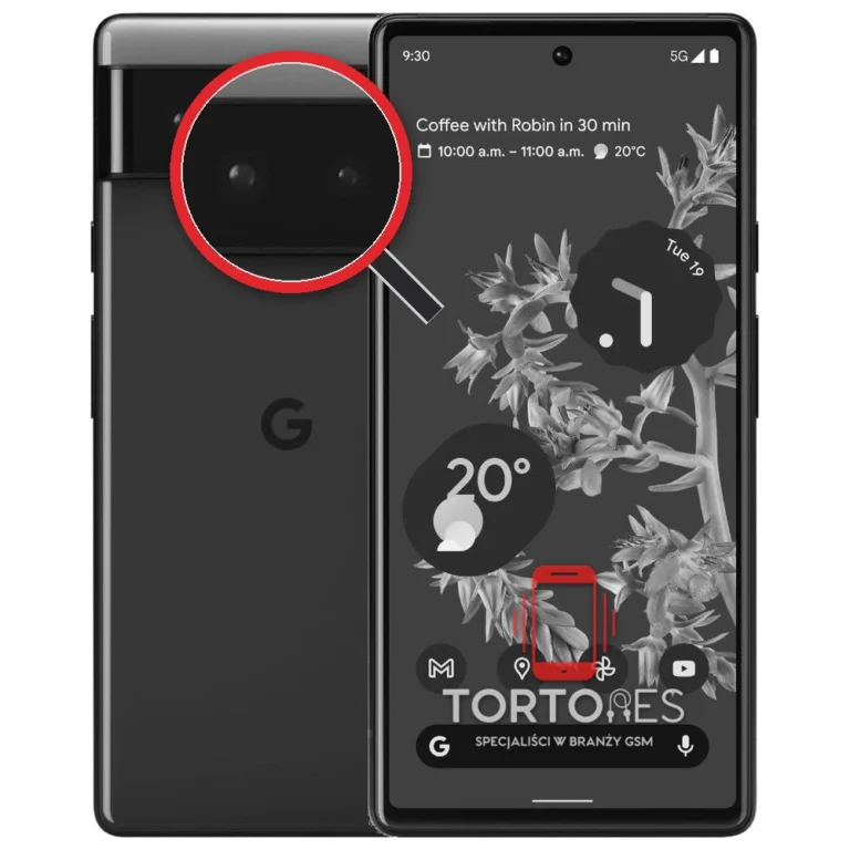 Google Pixel 6 z lupą na tylnych aparatach - wymiana tylnej kamery