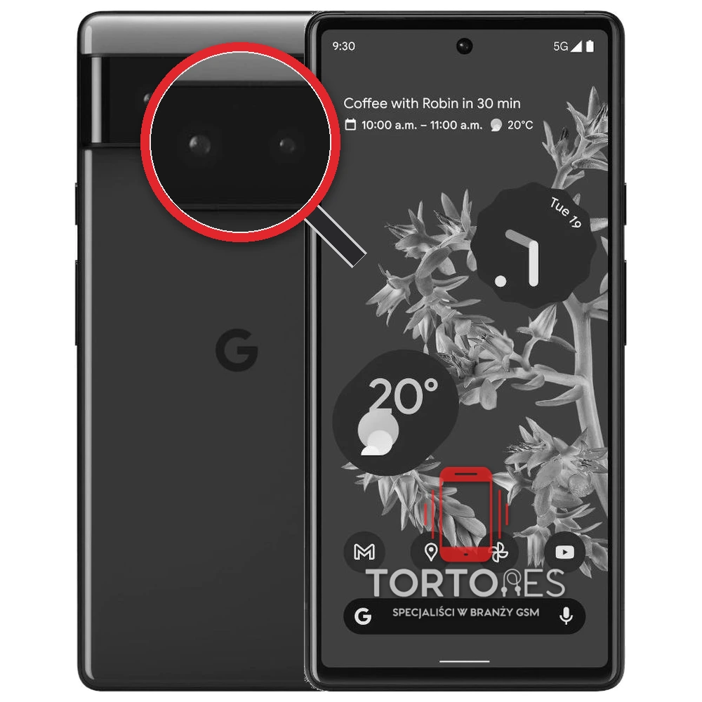 Google Pixel 6 z lupą na tylnych aparatach - wymiana tylnej kamery