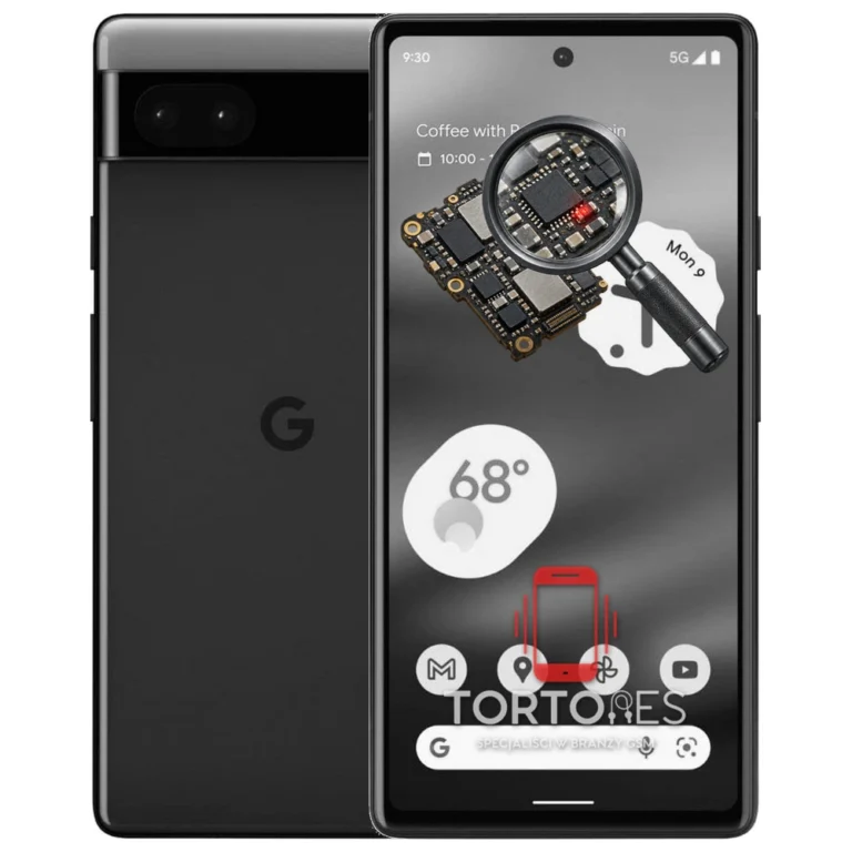 Google Pixel 6a z symbolem diagnostyki - diagnoza telefonu