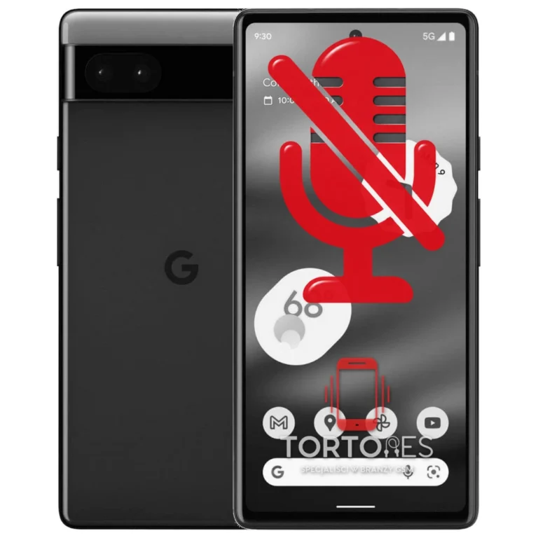 Google Pixel 6a z symbolem mikrofonu - naprawa mikrofonu