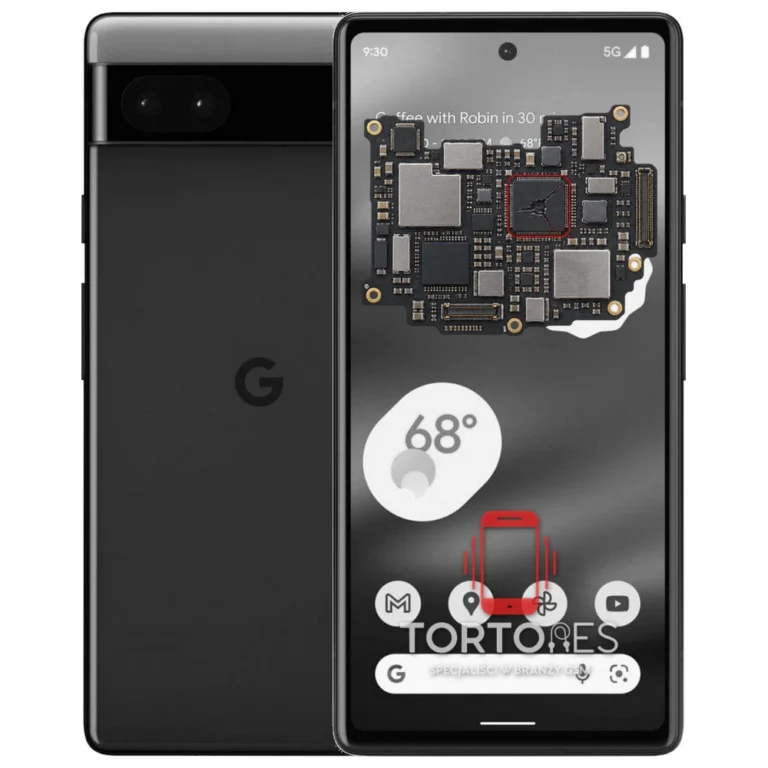 Google Pixel 6a z ilustracją płyty głównej - naprawa płyty głównej