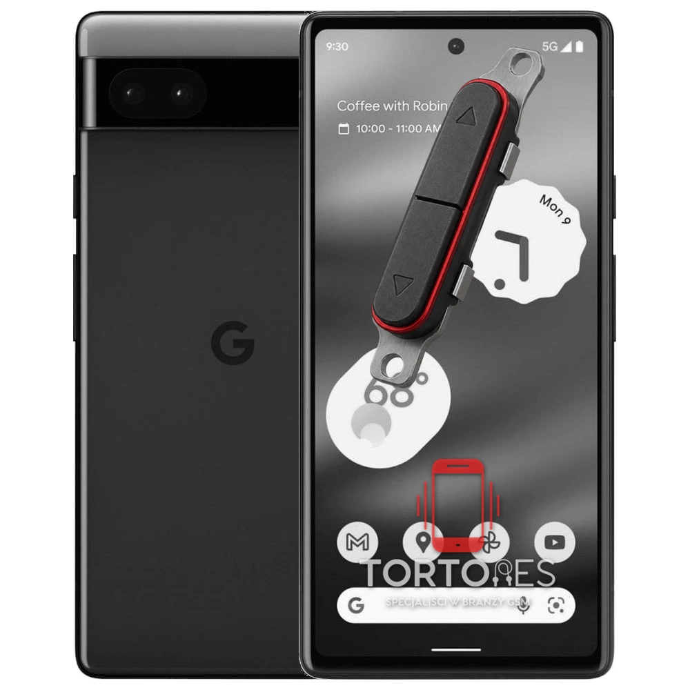 Google Pixel 6a z symbolem przycisków - naprawa przycisków włączania i głośności