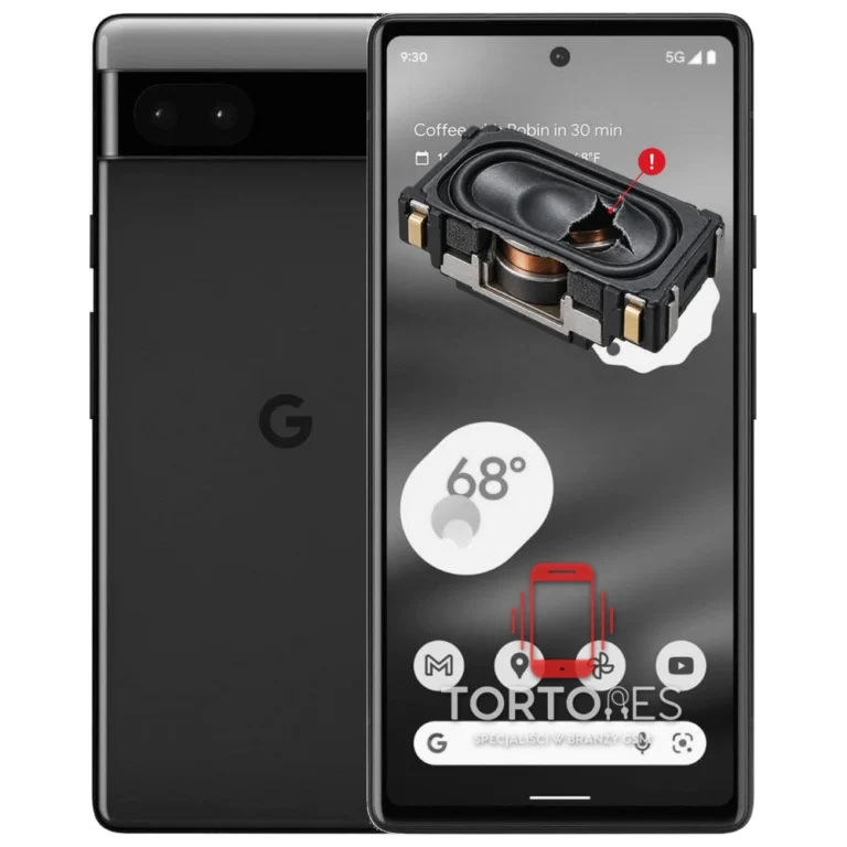 Google Pixel 6a z symbolem głośnika multimedialnego - wymiana głośnika multimedialnego