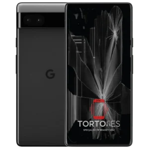 Google Pixel 6a z ilustracją pękniętego wyświetlacza - wymiana zbitego wyświetlacza
