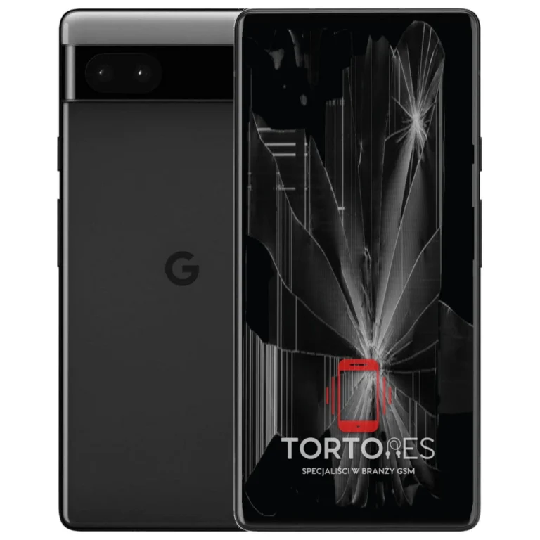 Google Pixel 6a z ilustracją pękniętego wyświetlacza - wymiana zbitego wyświetlacza