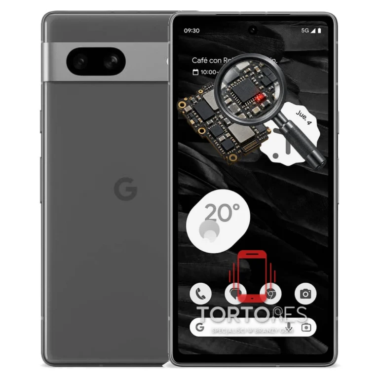 Google Pixel 7a z symbolem diagnostyki - diagnoza telefonu