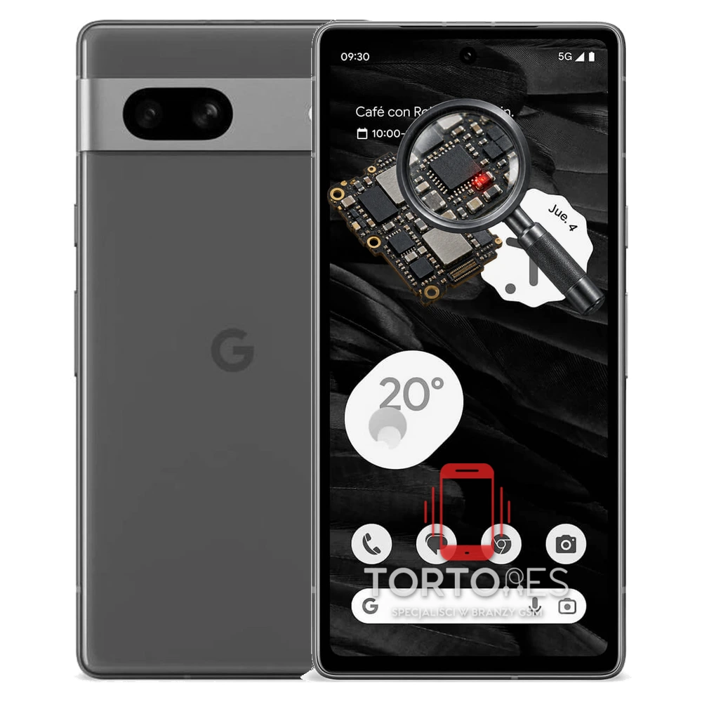 Google Pixel 7a z symbolem diagnostyki - diagnoza telefonu