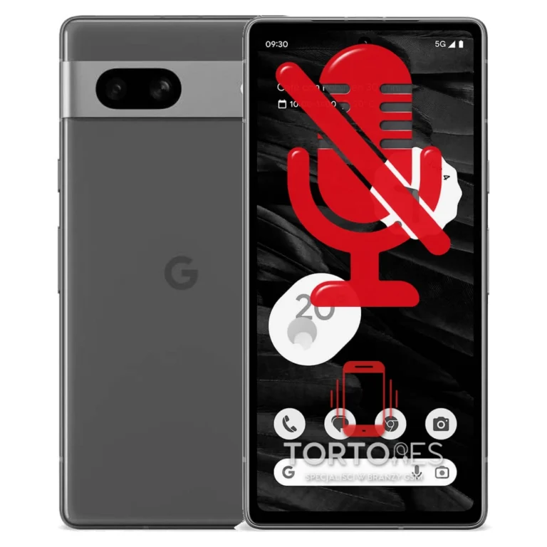 Google Pixel 7a z symbolem mikrofonu - naprawa mikrofonu