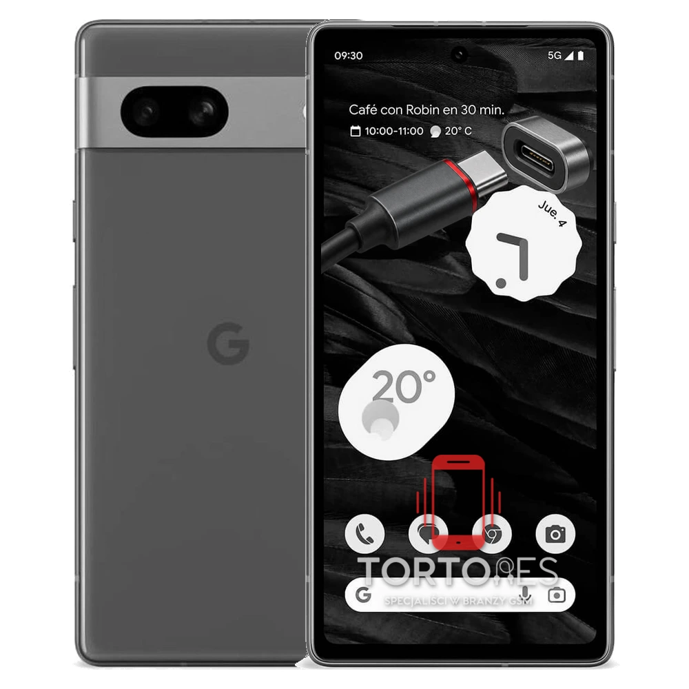 Google Pixel 7a z ilustracją złącza ładowania - naprawa złącza ładowania