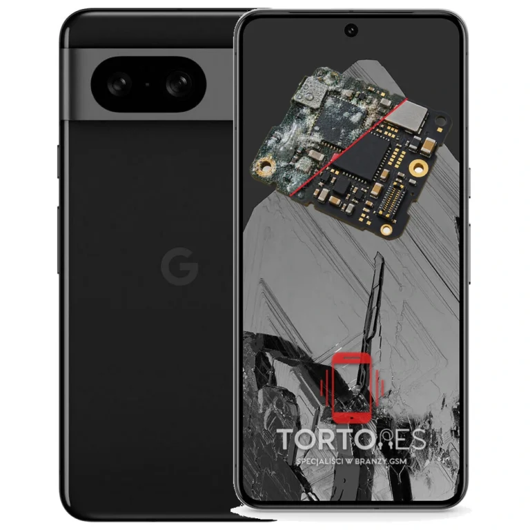 Google Pixel 8 z ilustracją zalania - czyszczenie po zalaniu