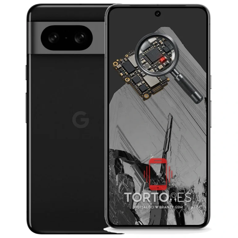 Google Pixel 8 z symbolem diagnostyki - diagnoza telefonu