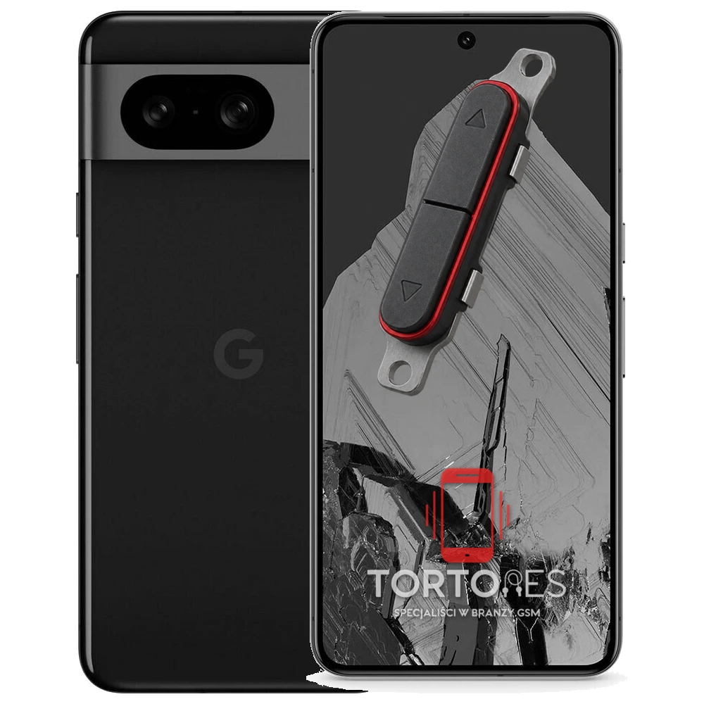 Google Pixel 8 z symbolem przycisków - naprawa przycisków włączania i głośności