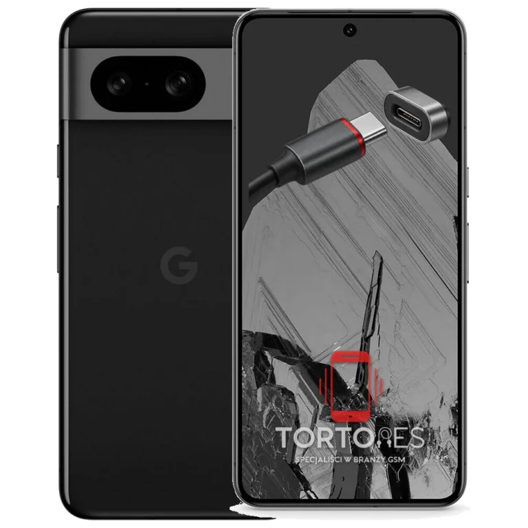 Google Pixel 8 z ilustracją złącza ładowania - naprawa złącza ładowania