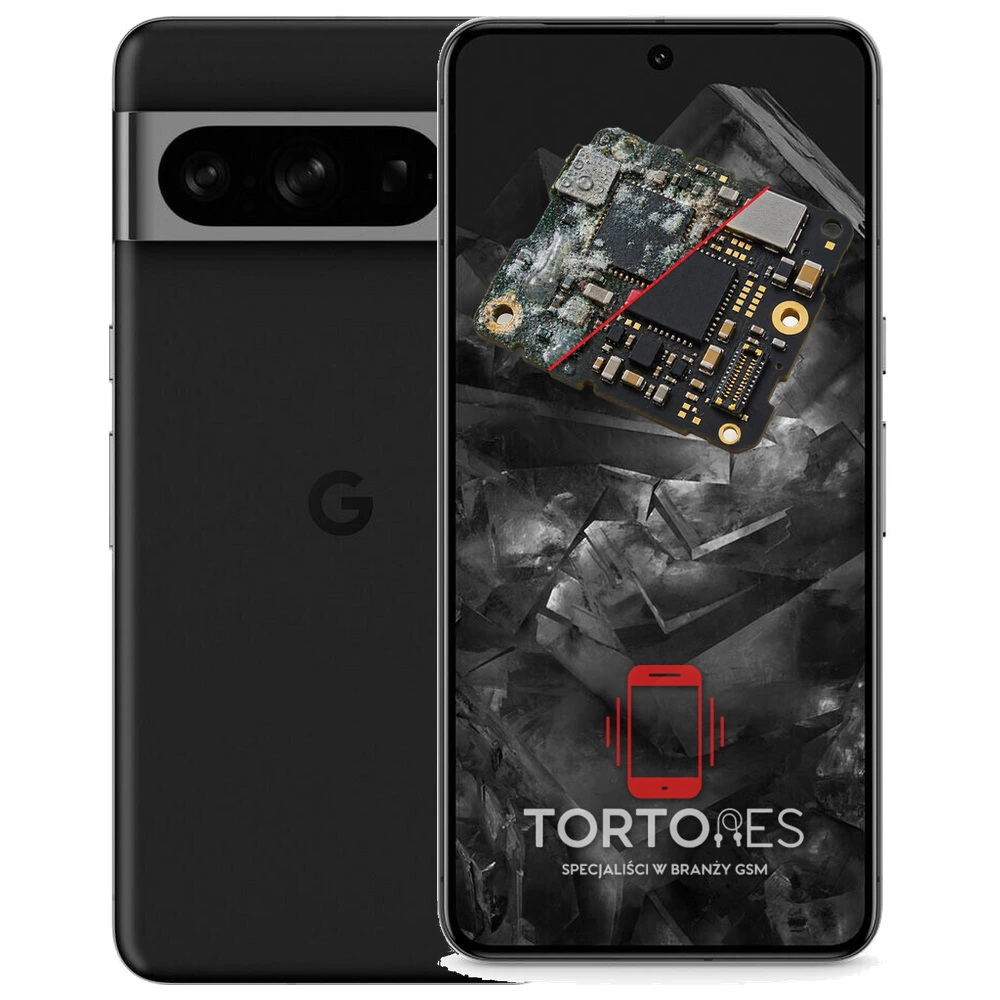 Google Pixel 8 Pro z ilustracją zalania - czyszczenie po zalaniu