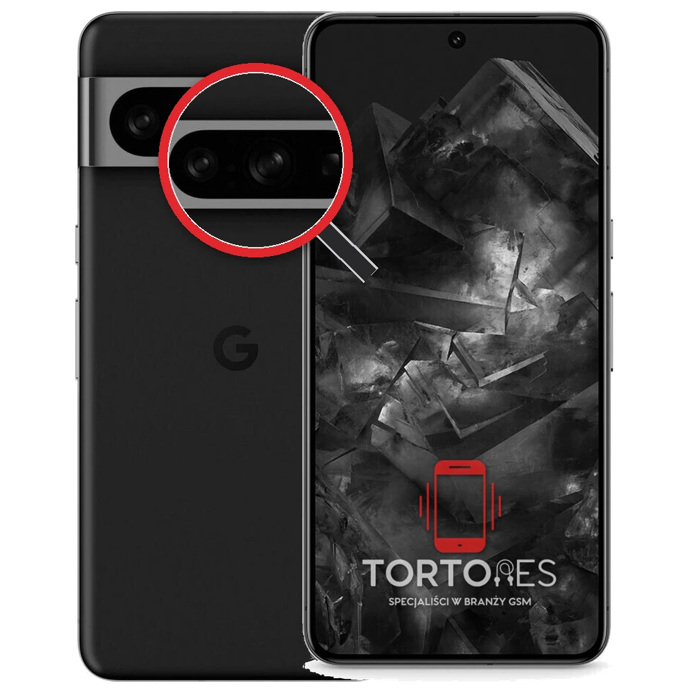 Google Pixel 8 Pro z lupą na tylnych aparatach - wymiana tylnej kamery
