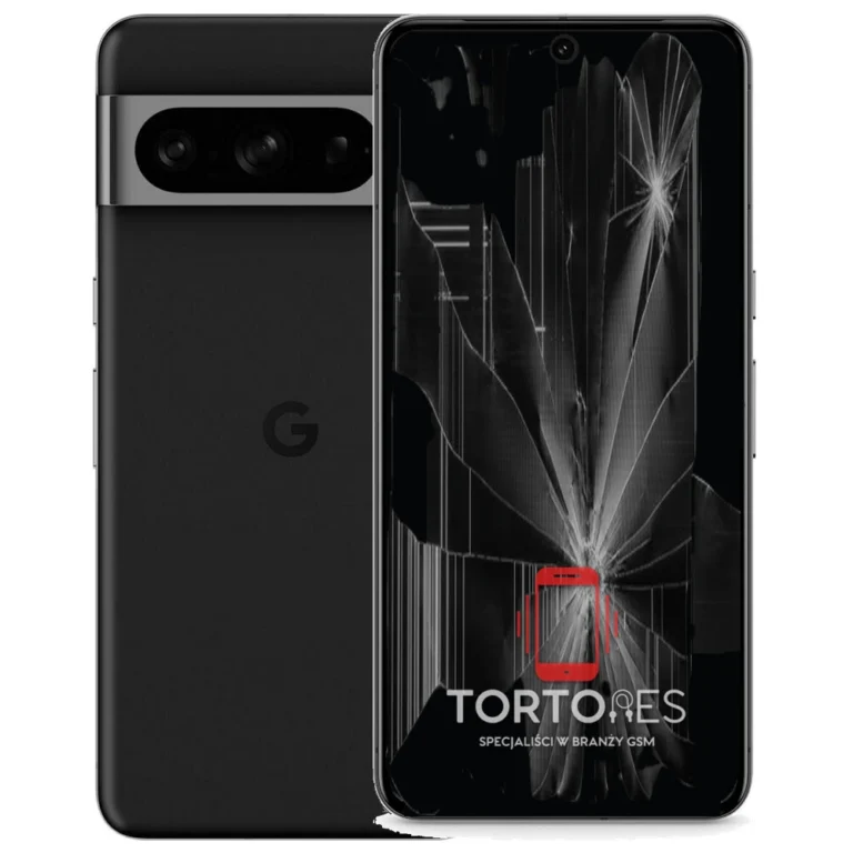 Google Pixel 8 Pro z ilustracją pękniętego wyświetlacza - wymiana zbitego wyświetlacza