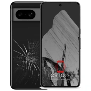 Google Pixel 8 z ilustracją pękniętej tylnej klapki - wymiana zbitej klapki