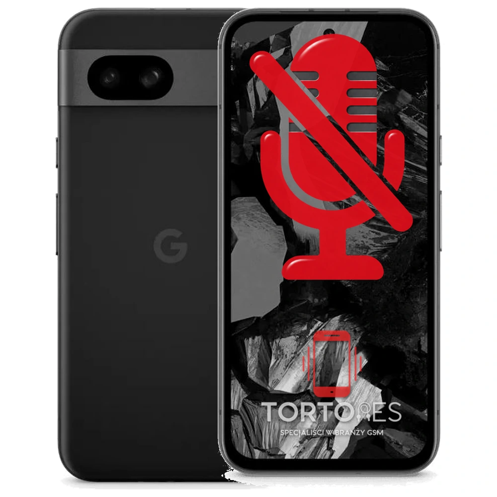 Google Pixel 8a z symbolem mikrofonu - naprawa mikrofonu