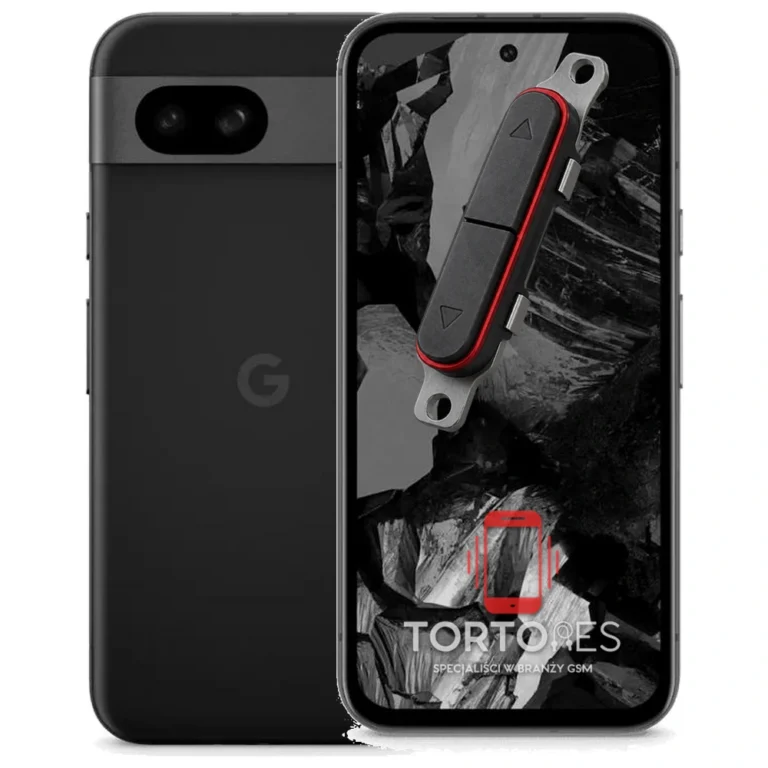 Google Pixel 8a z symbolem przycisków - naprawa przycisków włączania i głośności