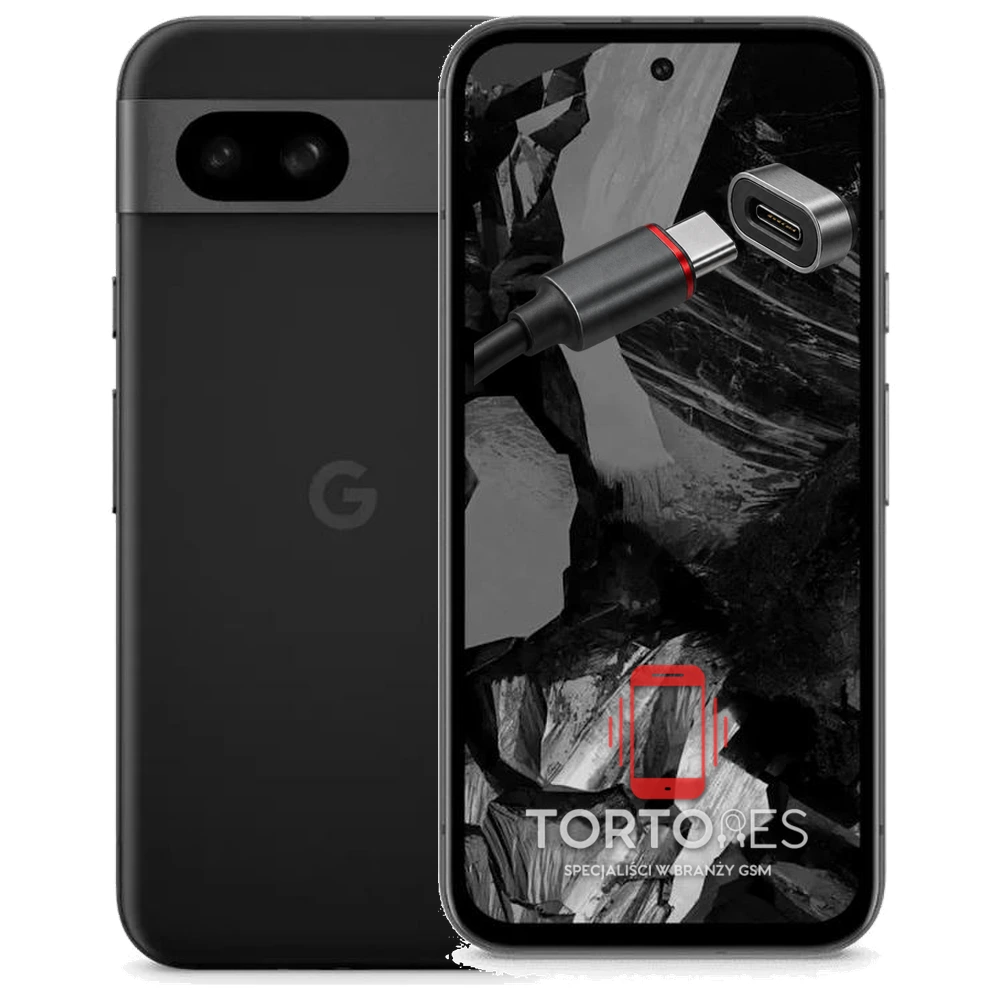 Google Pixel 8a z ilustracją złącza ładowania - naprawa złącza ładowania