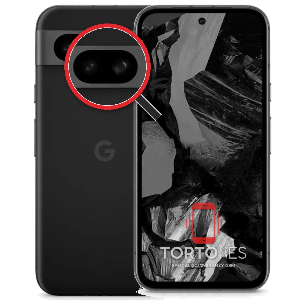 Google Pixel 8a z lupą na tylnych aparatach - wymiana tylnej kamery