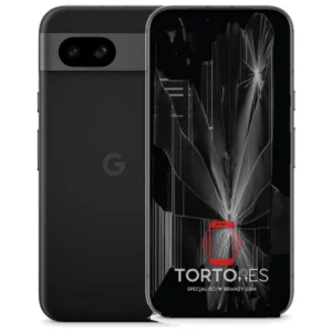 Google Pixel 8a z ilustracją pękniętego wyświetlacza - wymiana zbitego wyświetlacza