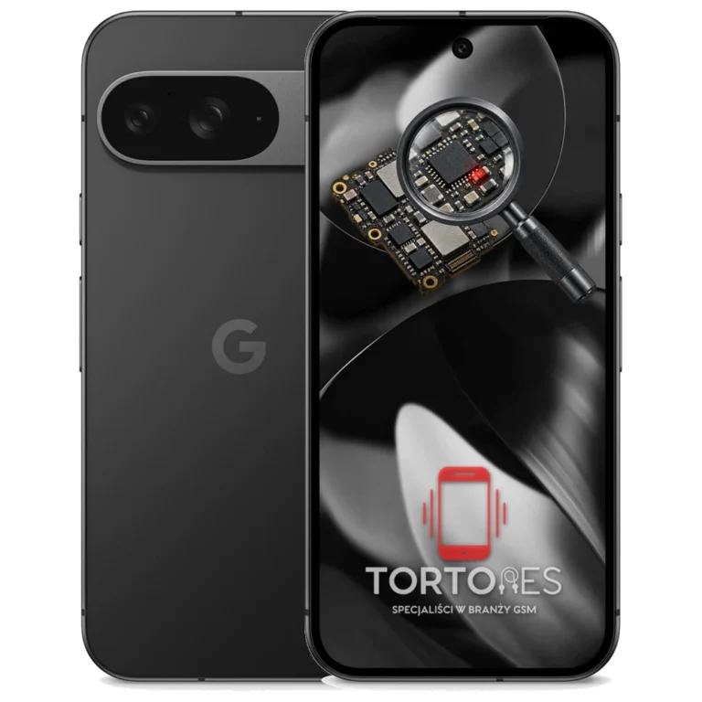 Google Pixel 9 z symbolem diagnostyki - diagnoza telefonu