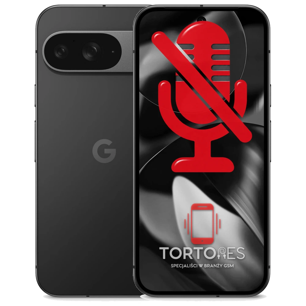 Google Pixel 9 z symbolem mikrofonu - naprawa mikrofonu