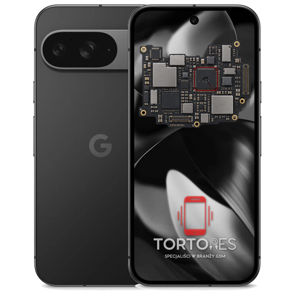 Google Pixel 9 z ilustracją płyty głównej - naprawa płyty głównej