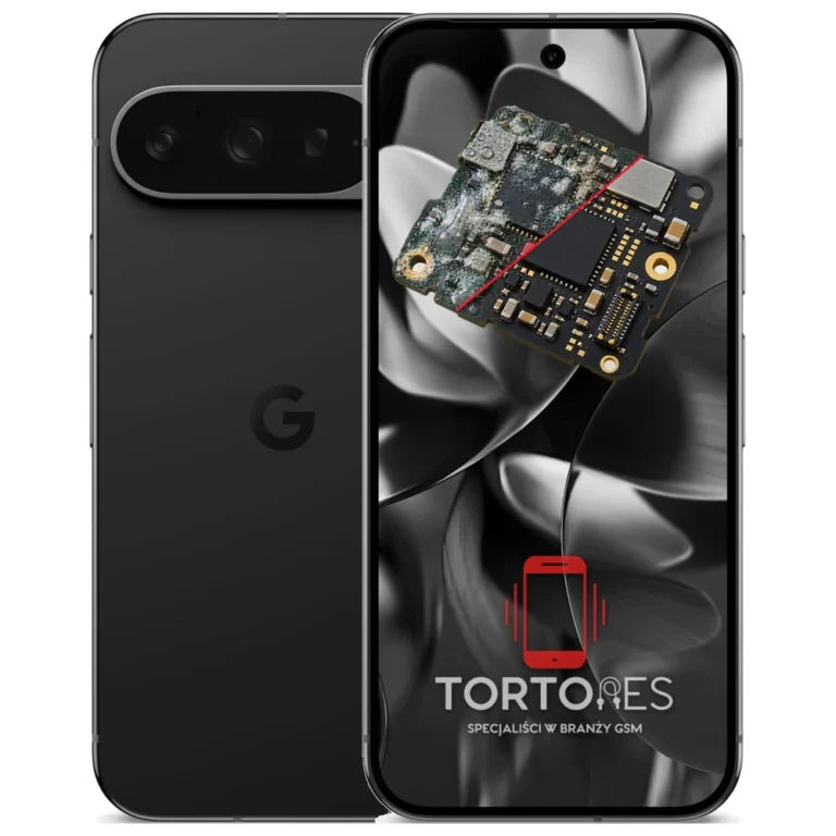 Google Pixel 9 Pro z ilustracją zalania - czyszczenie po zalaniu