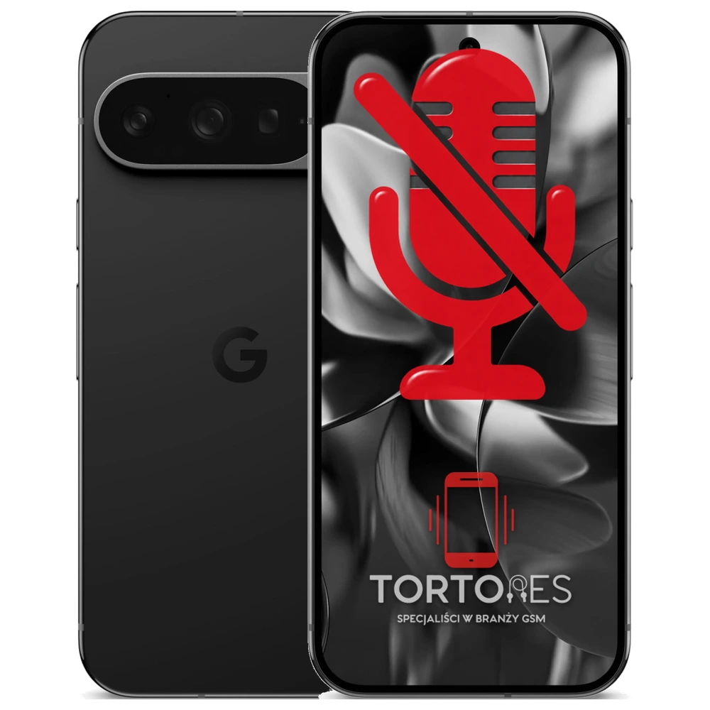 Google Pixel 9 Pro z symbolem mikrofonu - naprawa mikrofonu