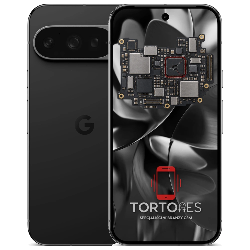 Google Pixel 9 Pro z ilustracją płyty głównej - naprawa płyty głównej